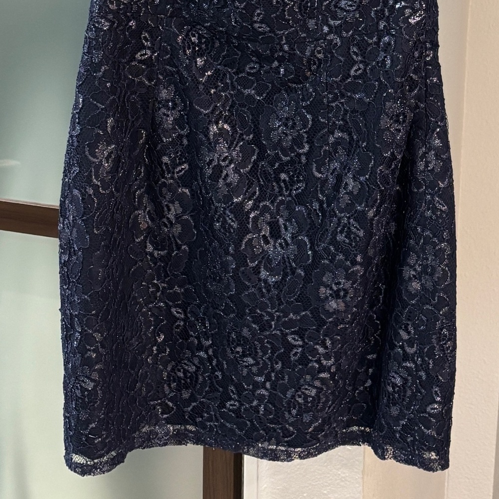 Dress the Population One-shoulder Lace Cocktail Dress - Blue Size M - Picture 10 of 13